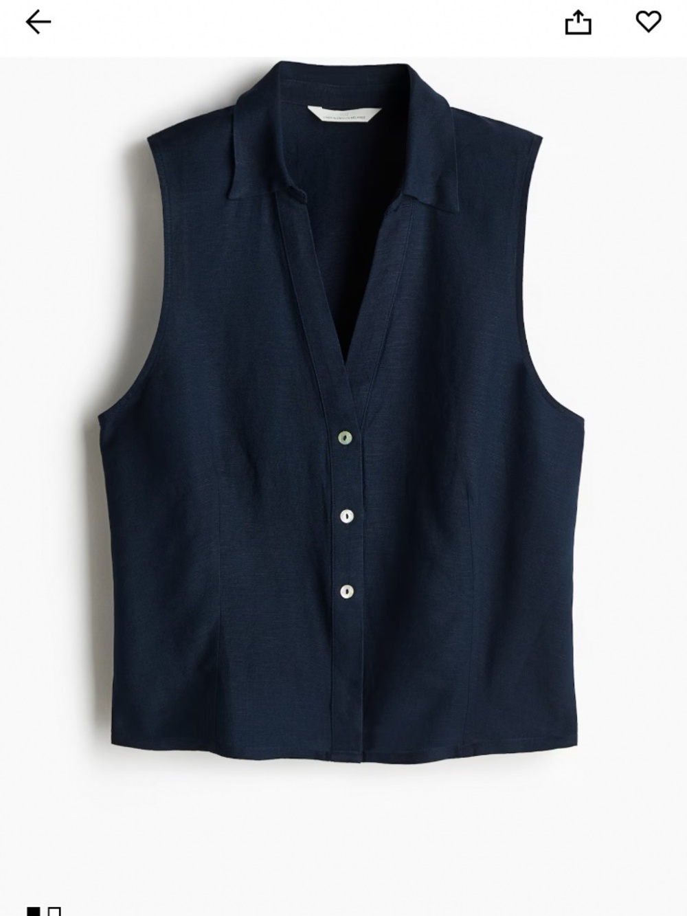 H&M linen blend navy sleeveless top